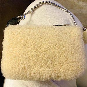 Coach Nolita Wristlet White Shearling Wool Clutch